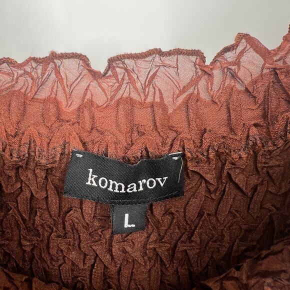 Komarov Top Womens L Brown Y2K Fairy Boho Ethereal Lightweight Staple Basics - Picture 3 of 5